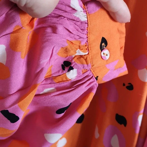 Never Fully Dressed orange & pink long sleeved blouse, size XXL - Picture 6 of 13